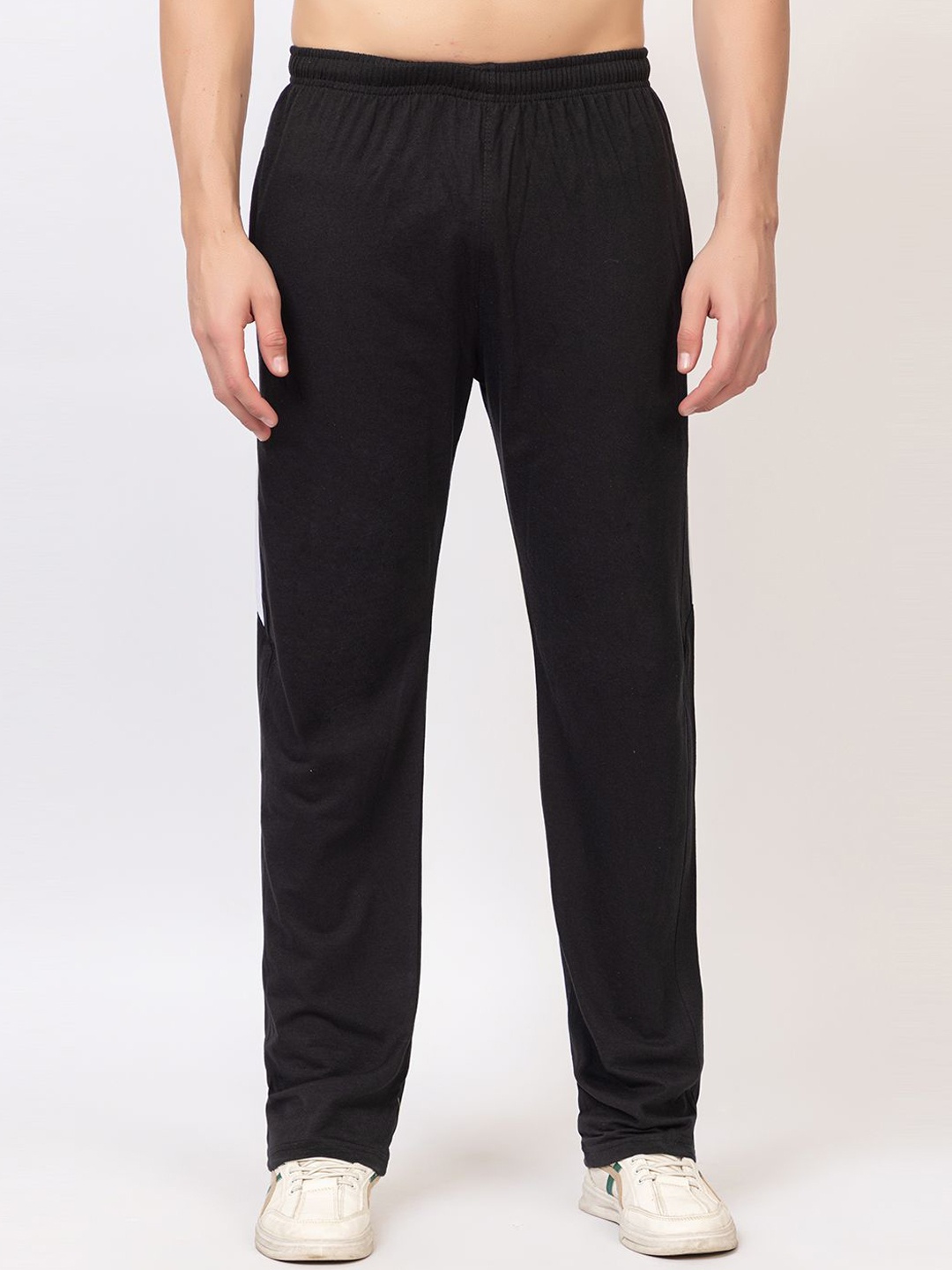 

SZN Men Cotton Mid Rise Track Pants, Black