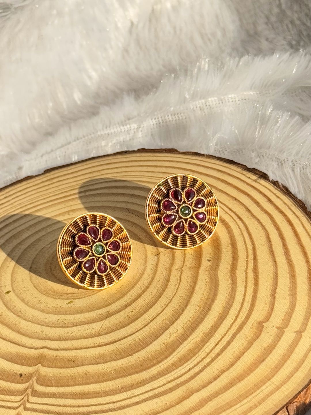 

The Jewellery Tale Contemporary Studs Earrings, Red