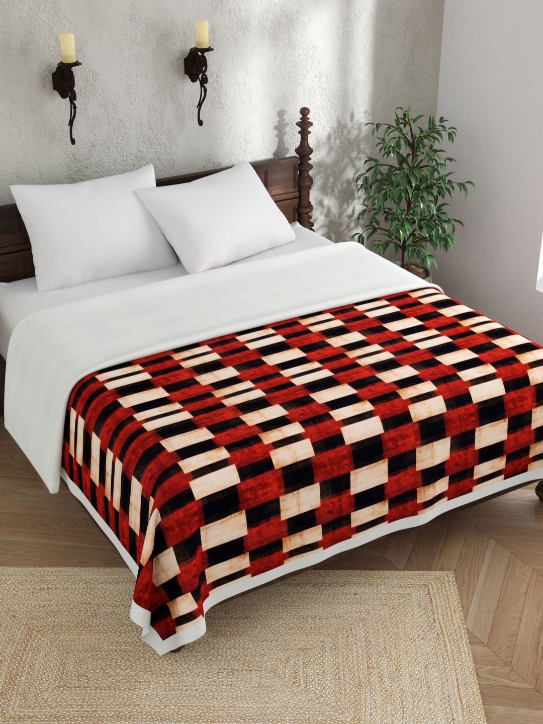 

EverHOME Multicoloured Checked AC Room 150 GSM Double Bed Dohar, Black
