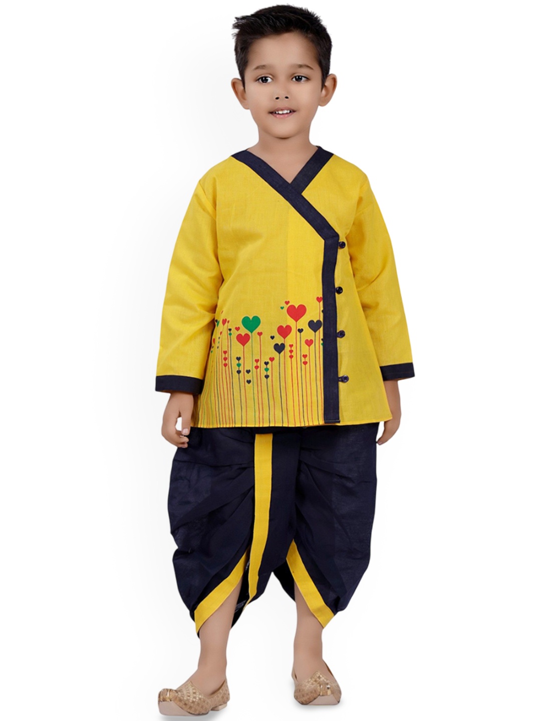 

BAESD Boys Printed Regular Kurta with Dhoti Pants, Yellow