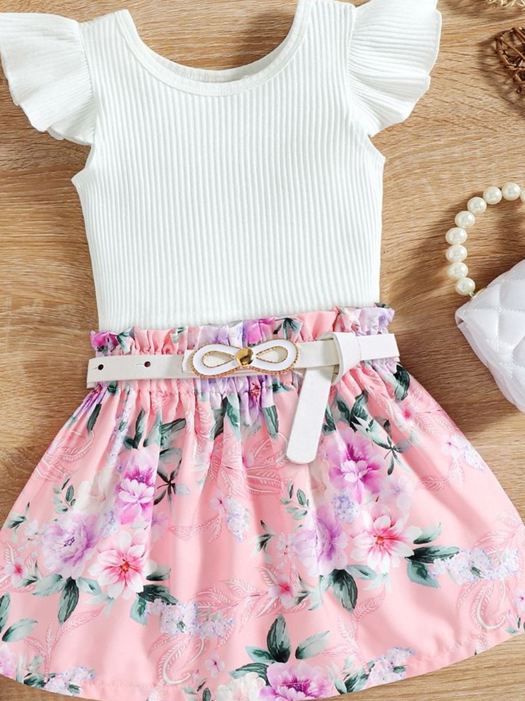 

LULU & SKY Girls Top with Skirt, White