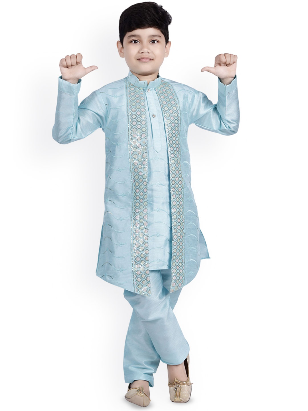 

BAESD Boys Regular Sequinned Kurta with Trousers, Blue