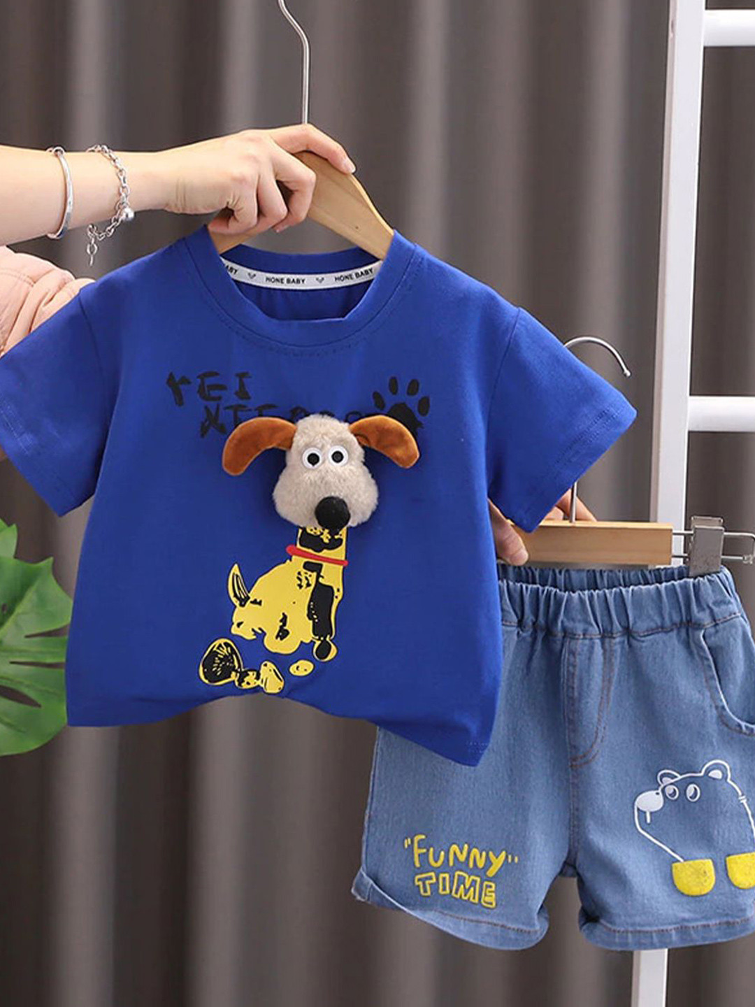 

Bold N Elegant Unisex Kids T-shirt with Shorts, Blue