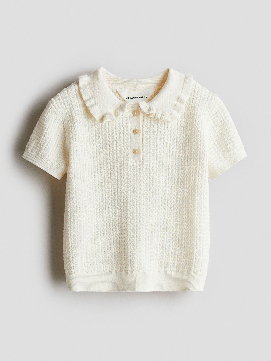 

H&M Cable-Knit Cotton Top, White