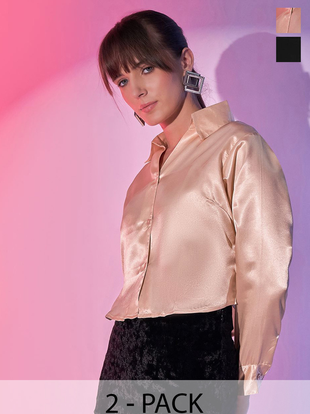 

DIMPY GARMENTS Women Comfort Boxy Opaque Formal Shirt, Black