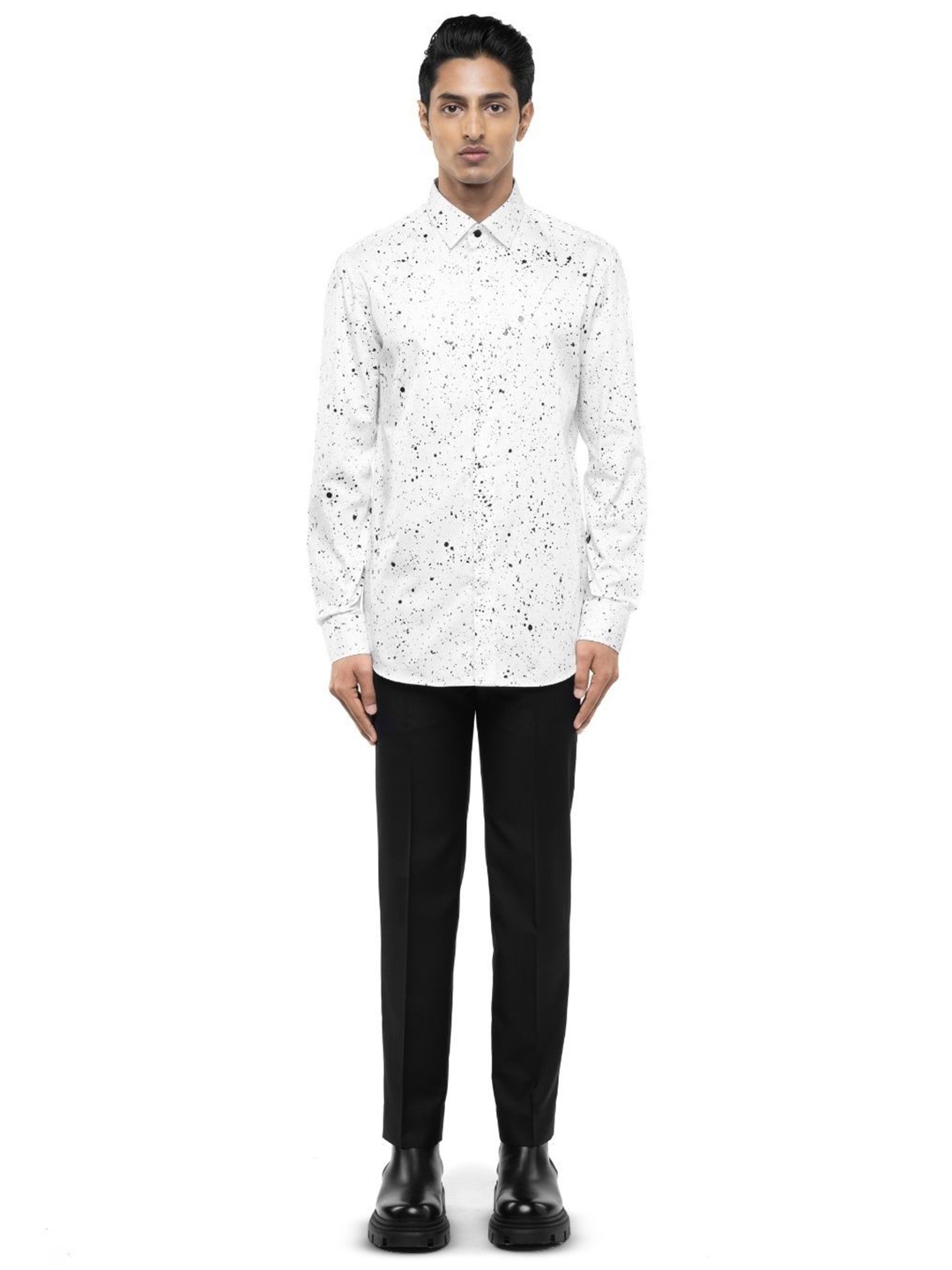 

SDS By Kushal Shah Men Smart Tailored Fit Opaque Printed Party Shirt, White