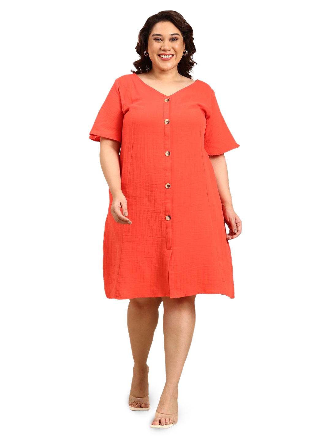 

The Pink Moon Bell Sleeve A-Line Dress, Orange