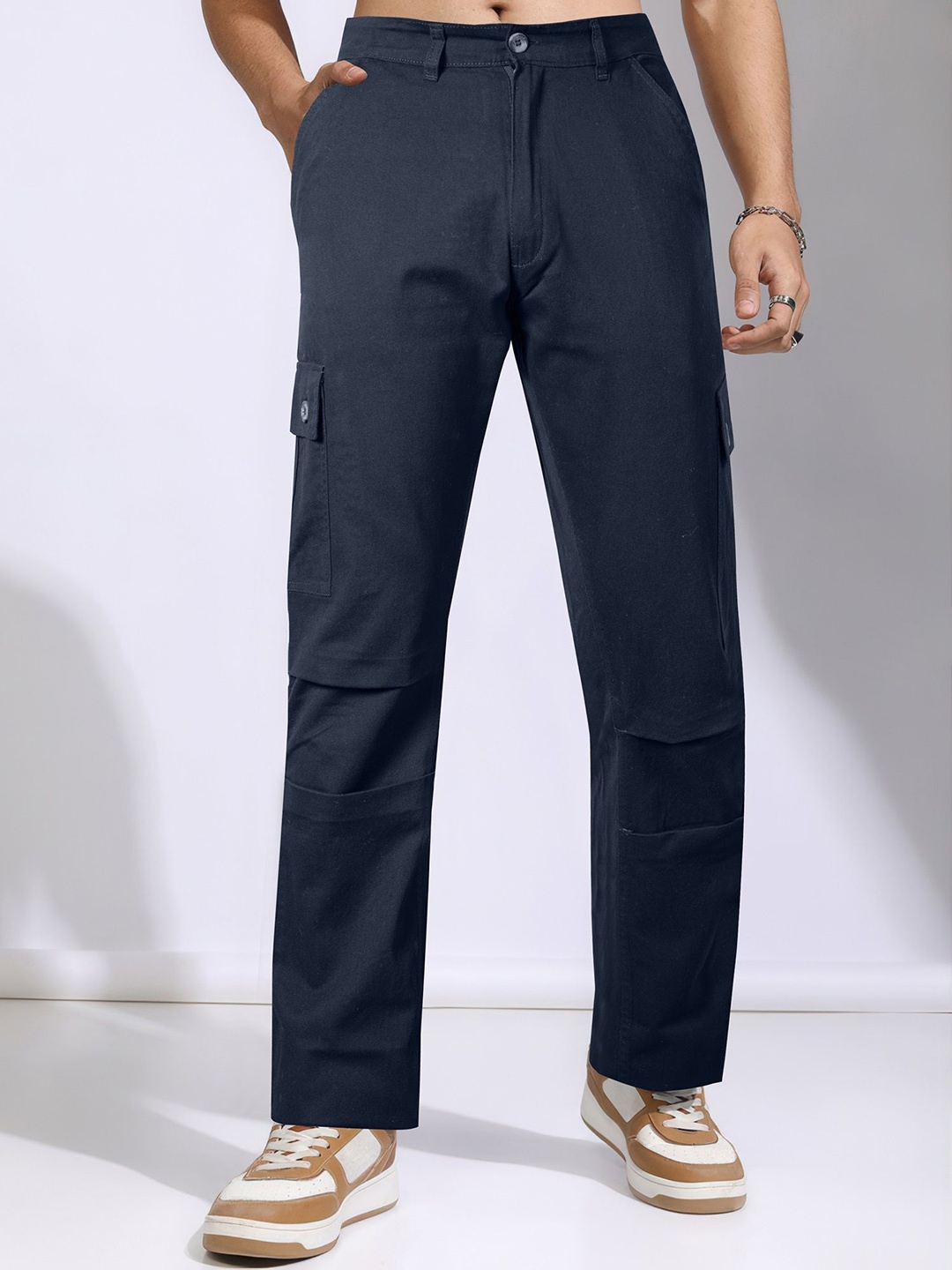 

Jb Just BLACK Men Relaxed Cargos Trousers, Navy blue