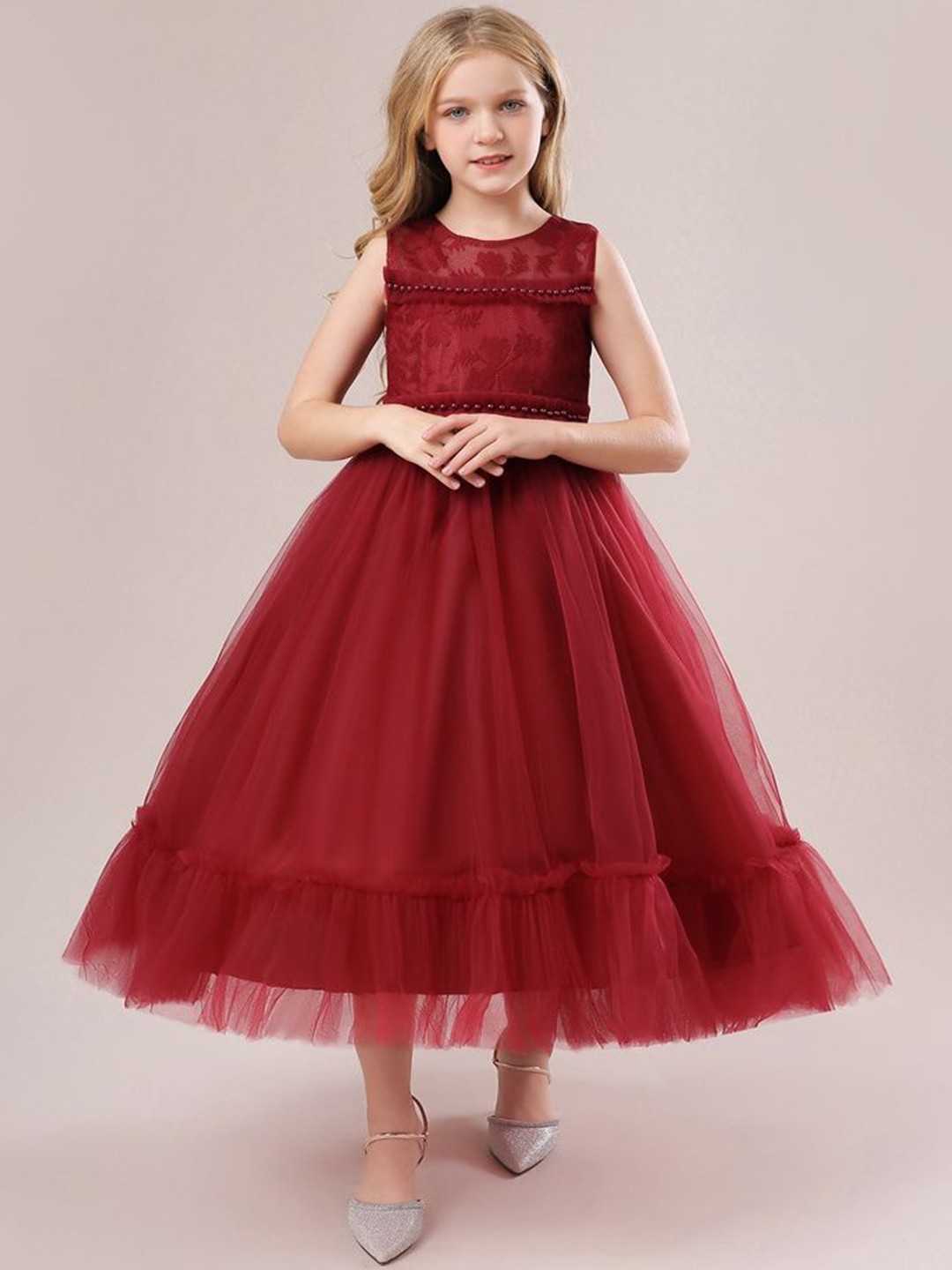 

LULU & SKY Fit & Flare Maxi Dress, Red
