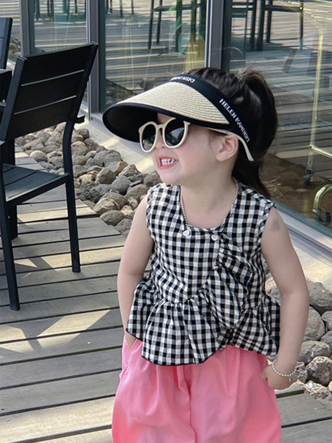

LULU & SKY Checked Top, Black