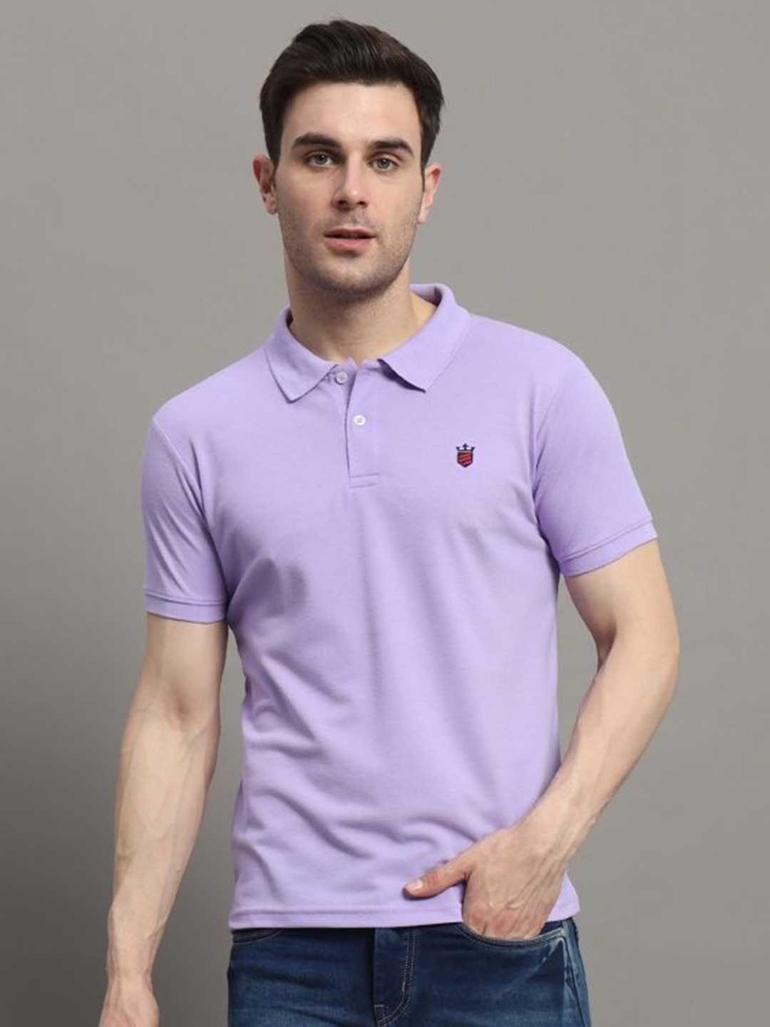 

R.ARHAN PREMIUM Men Polo Collar Pockets T-shirt, Purple