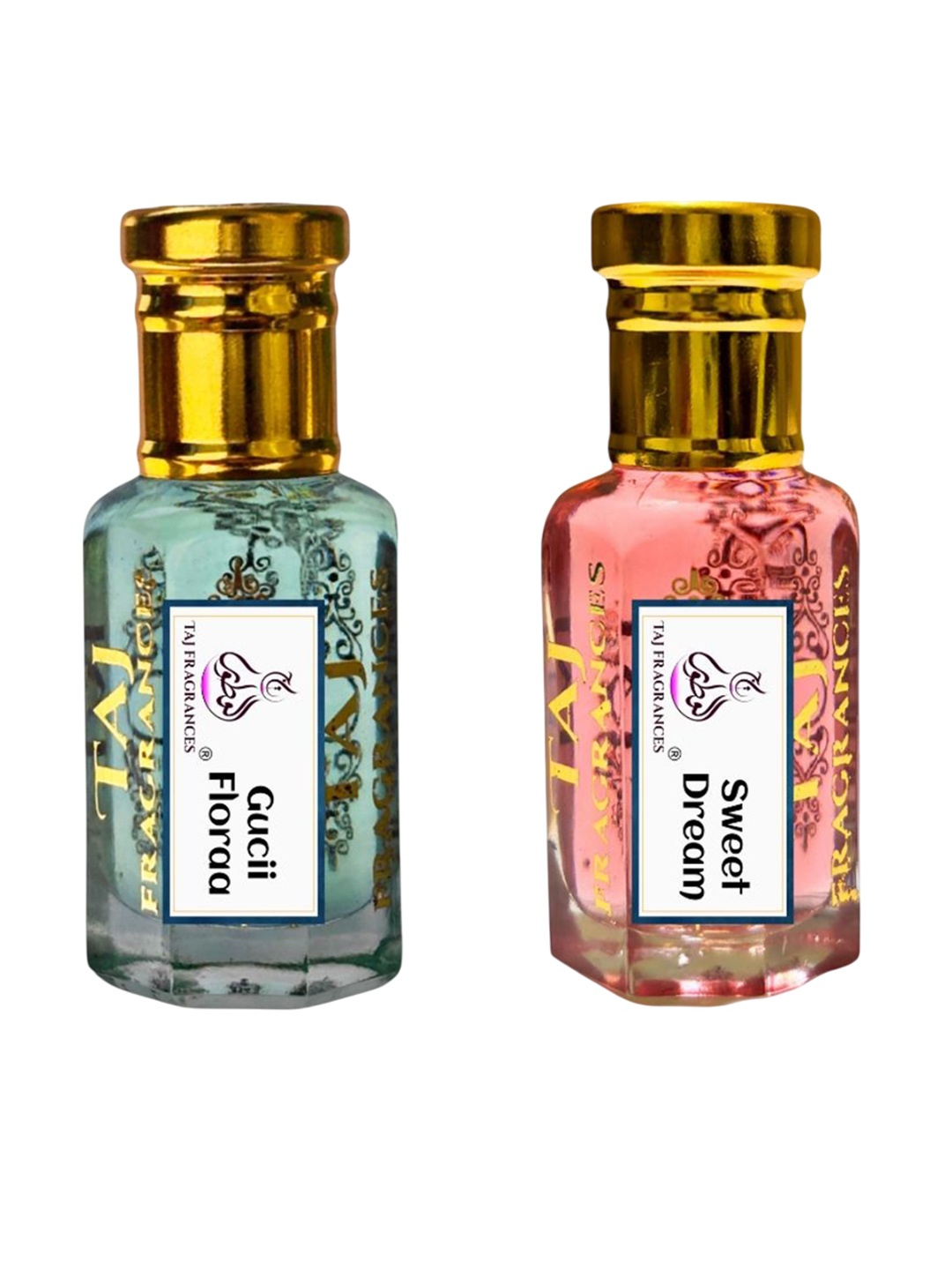 

Taj Fragrances Set Of 2 Gucii Flora & Sweet Dream Long Stay Alcohol Free Attar - 6 ml Each, Transparent