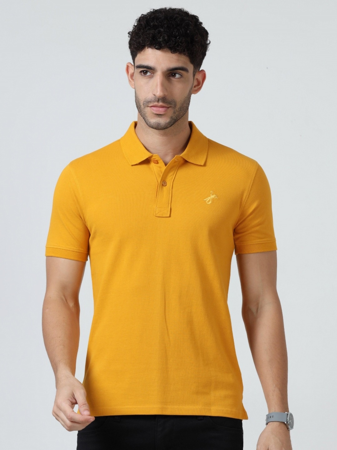 

JAGURO Men Polo Collar T-shirt, Yellow