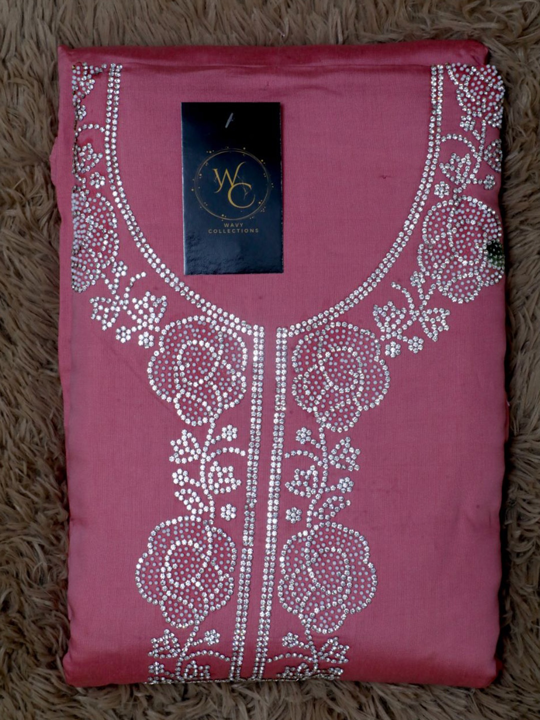

Wavy Collection Unstitched Dress Material, Pink