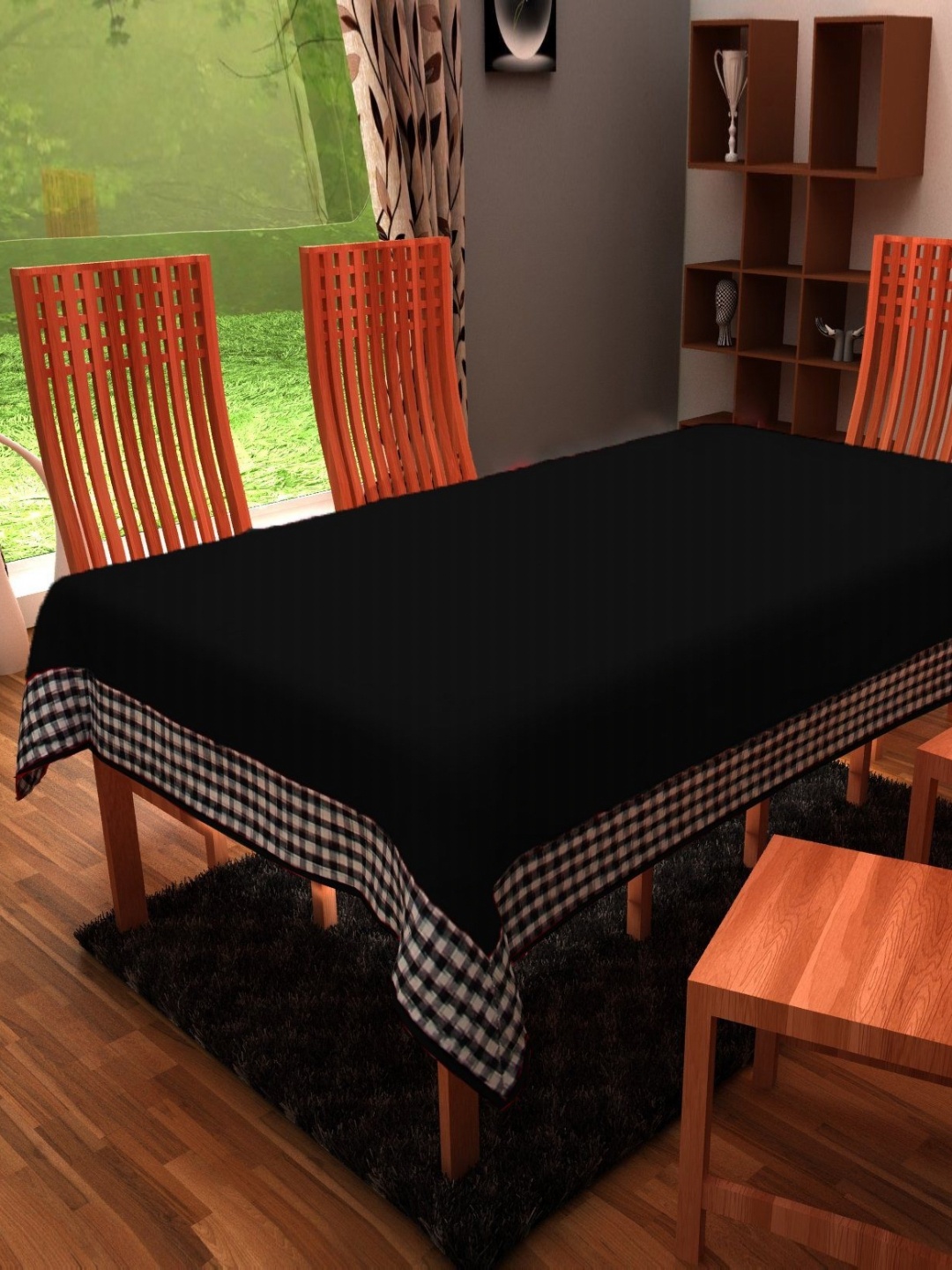 

Home Heart Black Cotton 8-Seater Table Cover with Patchwork details