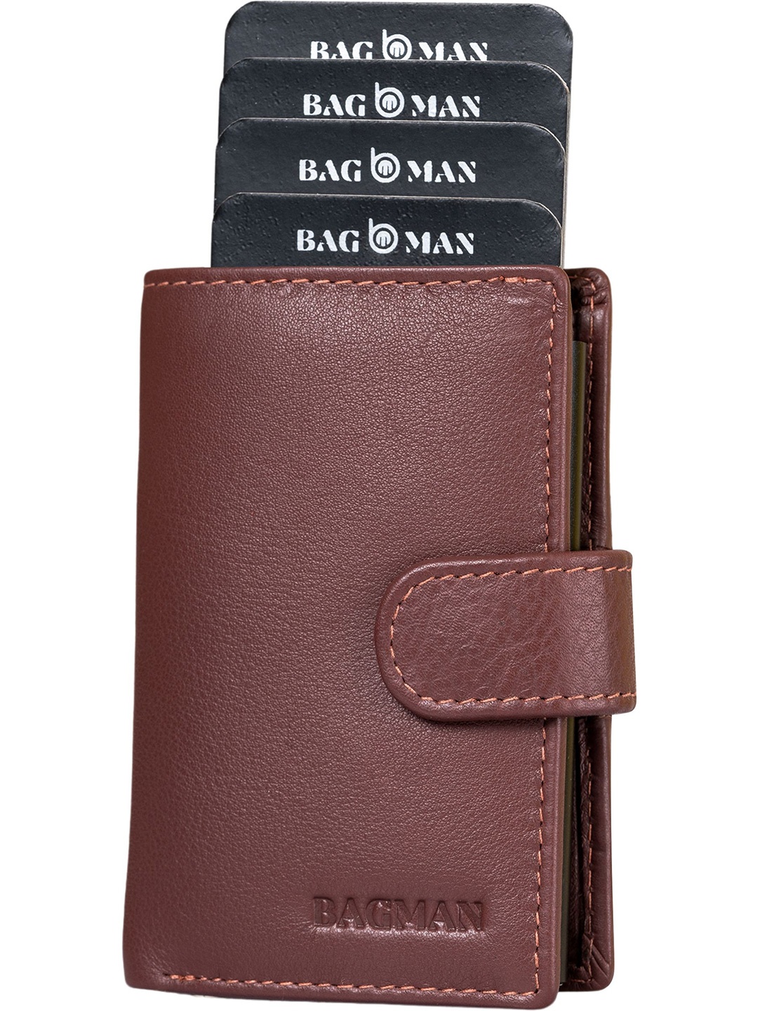 

BAGMAN Men Leather Card Holder, Maroon