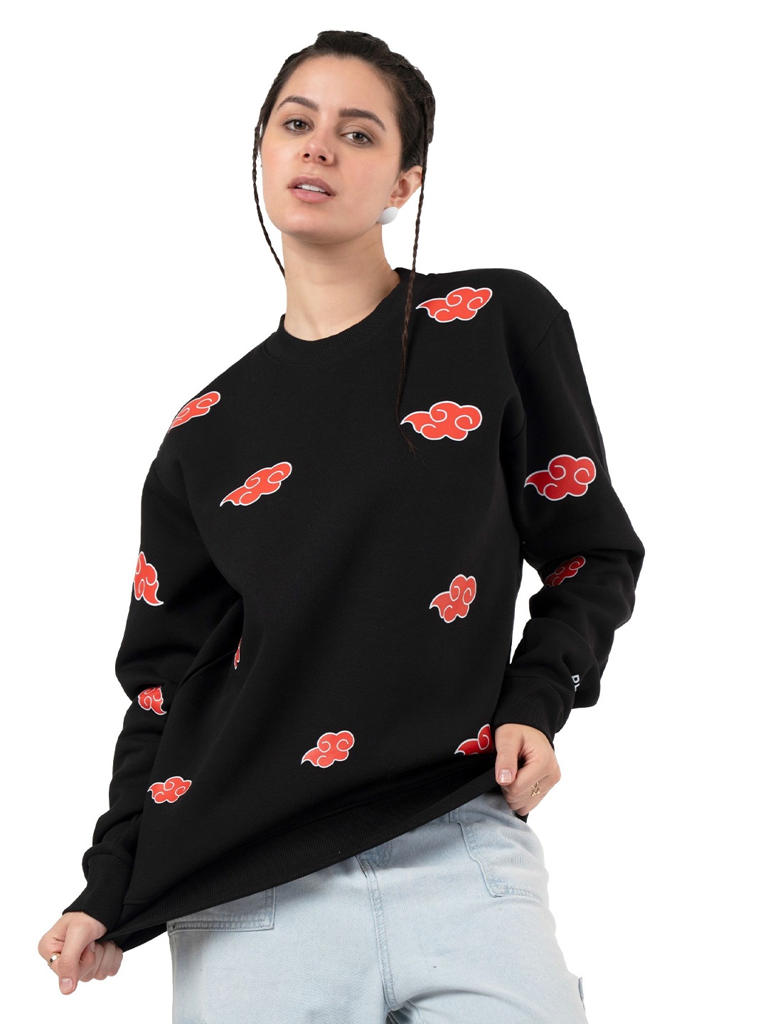 

RHINO CULT Women Printed Sweatshirt, Black