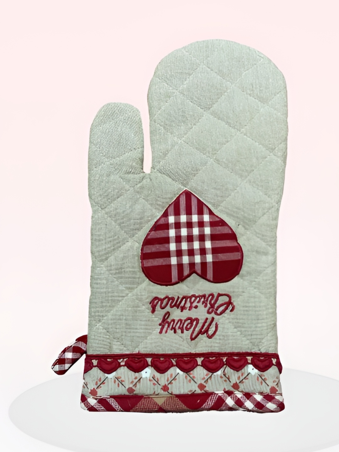 

SAJAVAT Set of 2 White & Red Printed Pure Cotton Oven Gloves, Multi