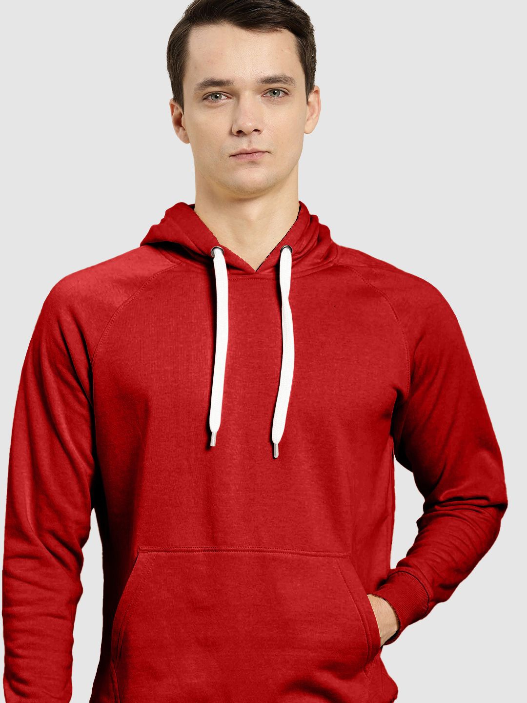 

QOSHA Men Hooded Sweatshirt, Red