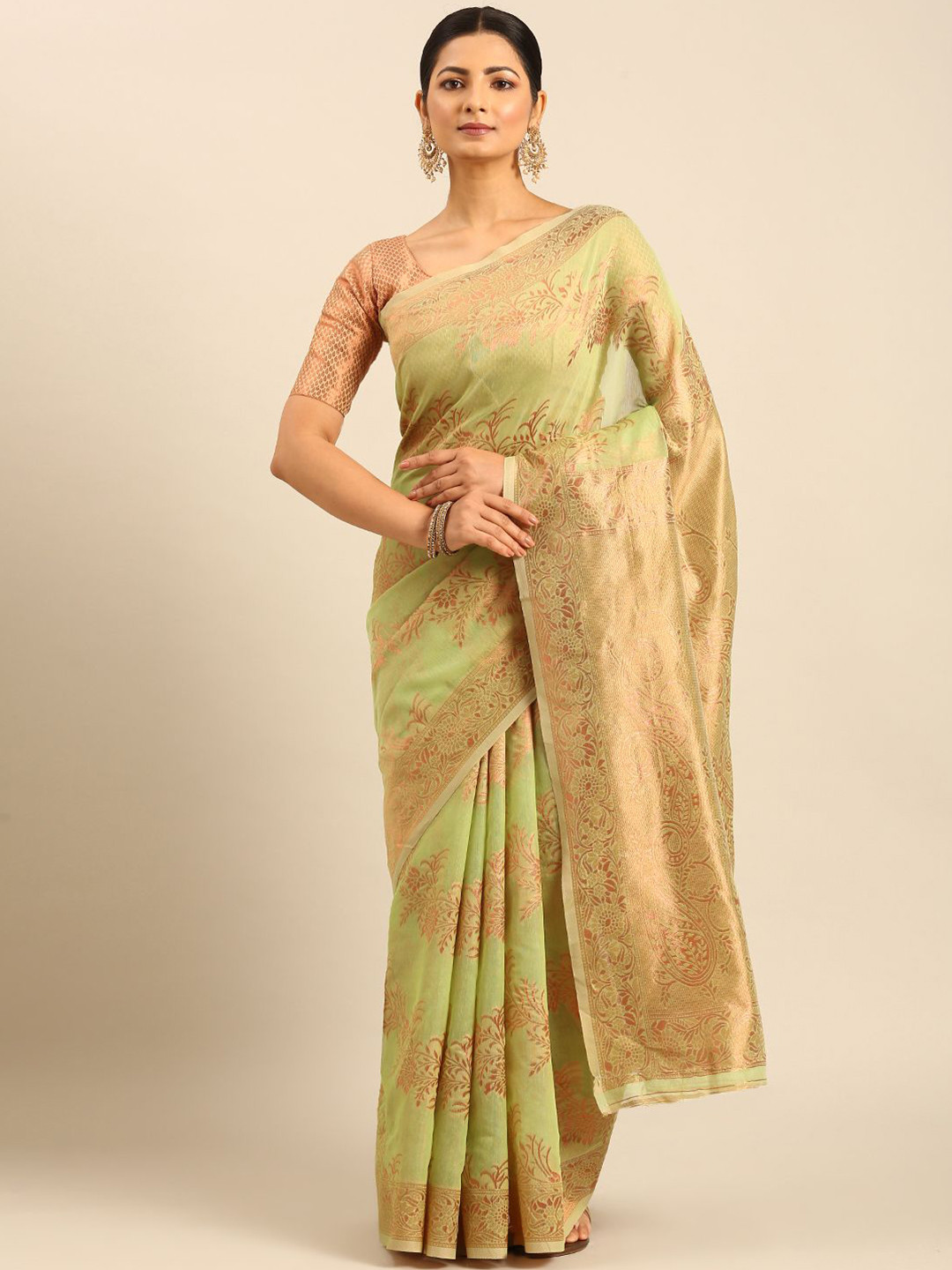 

LeeliPeeri Designer Woven Design Zari Saree, Green