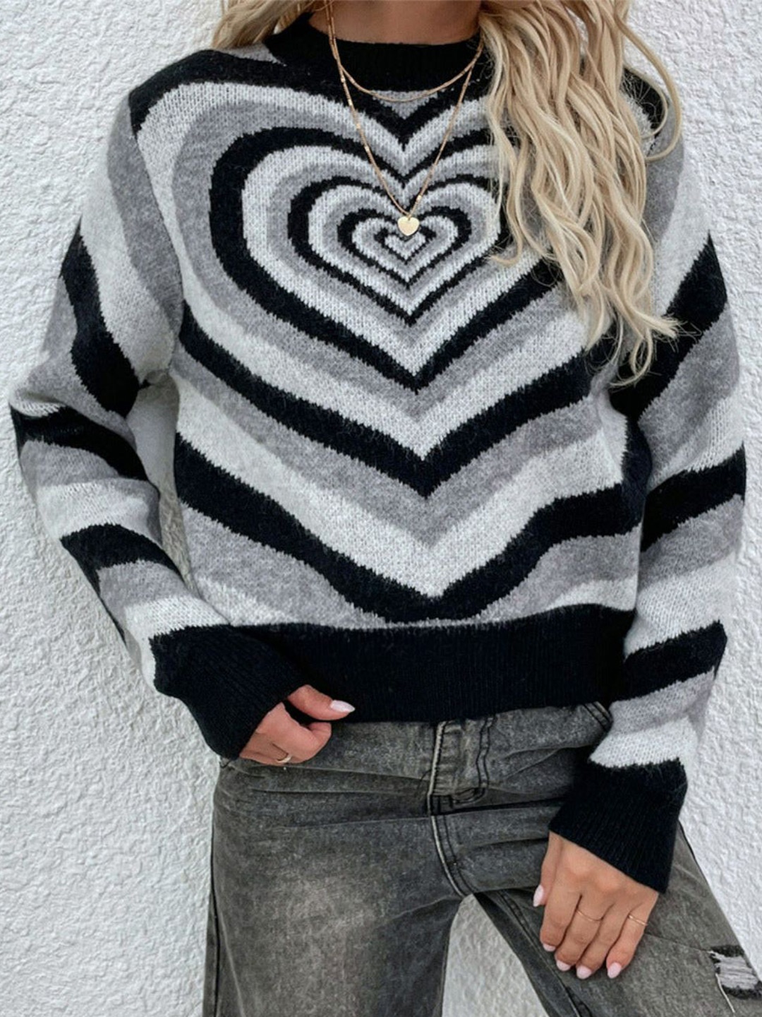 

Oh Rare Women Printed Pullover, Black