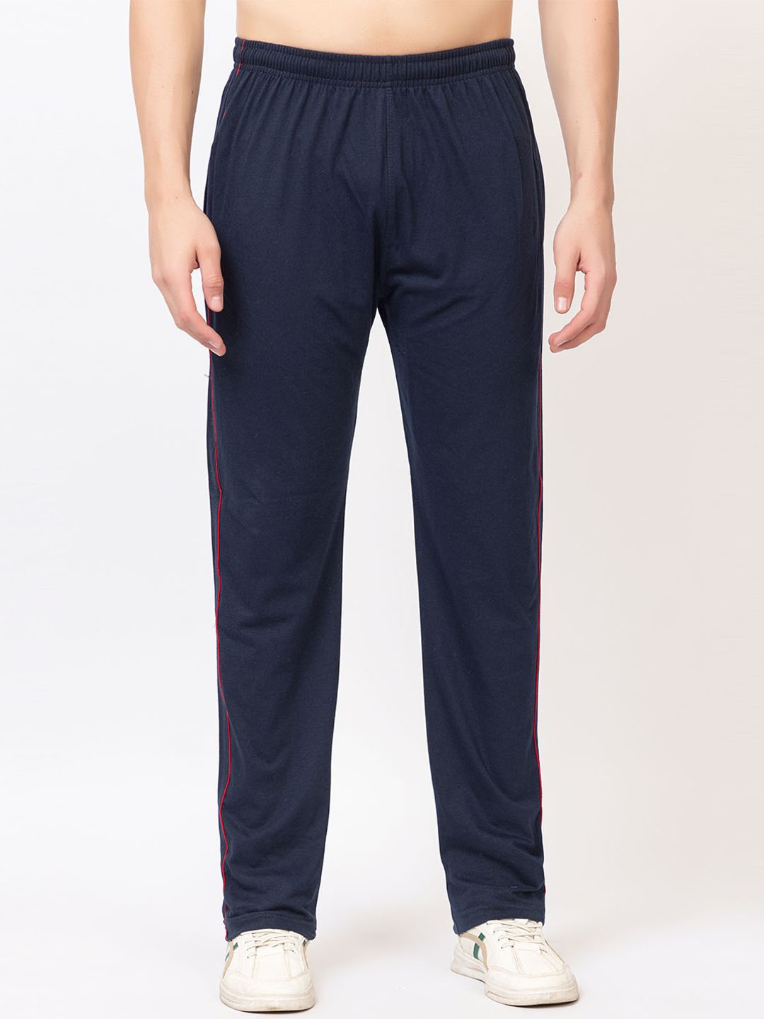 

SZN Men Cotton Mid Rise Track Pants, Navy blue