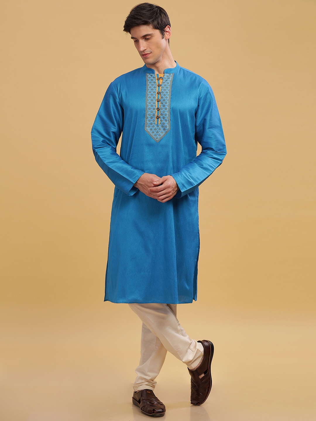 

Arch element Men Flared Sleeves Kurta, Blue