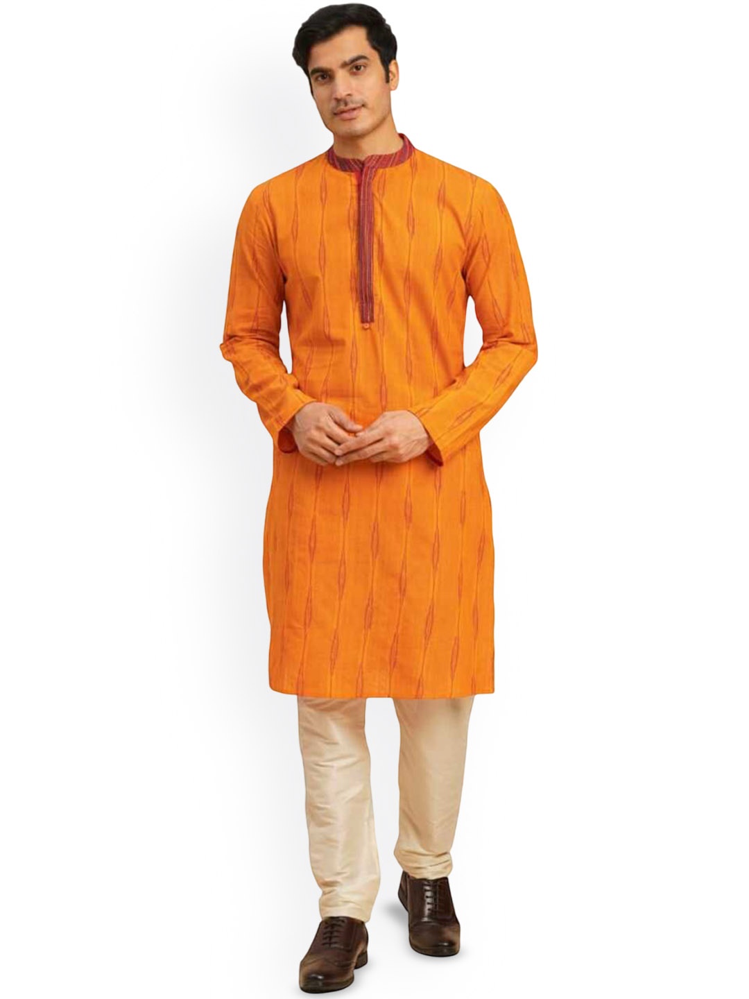 

Arch element Men Thread Work Kurta, Yellow