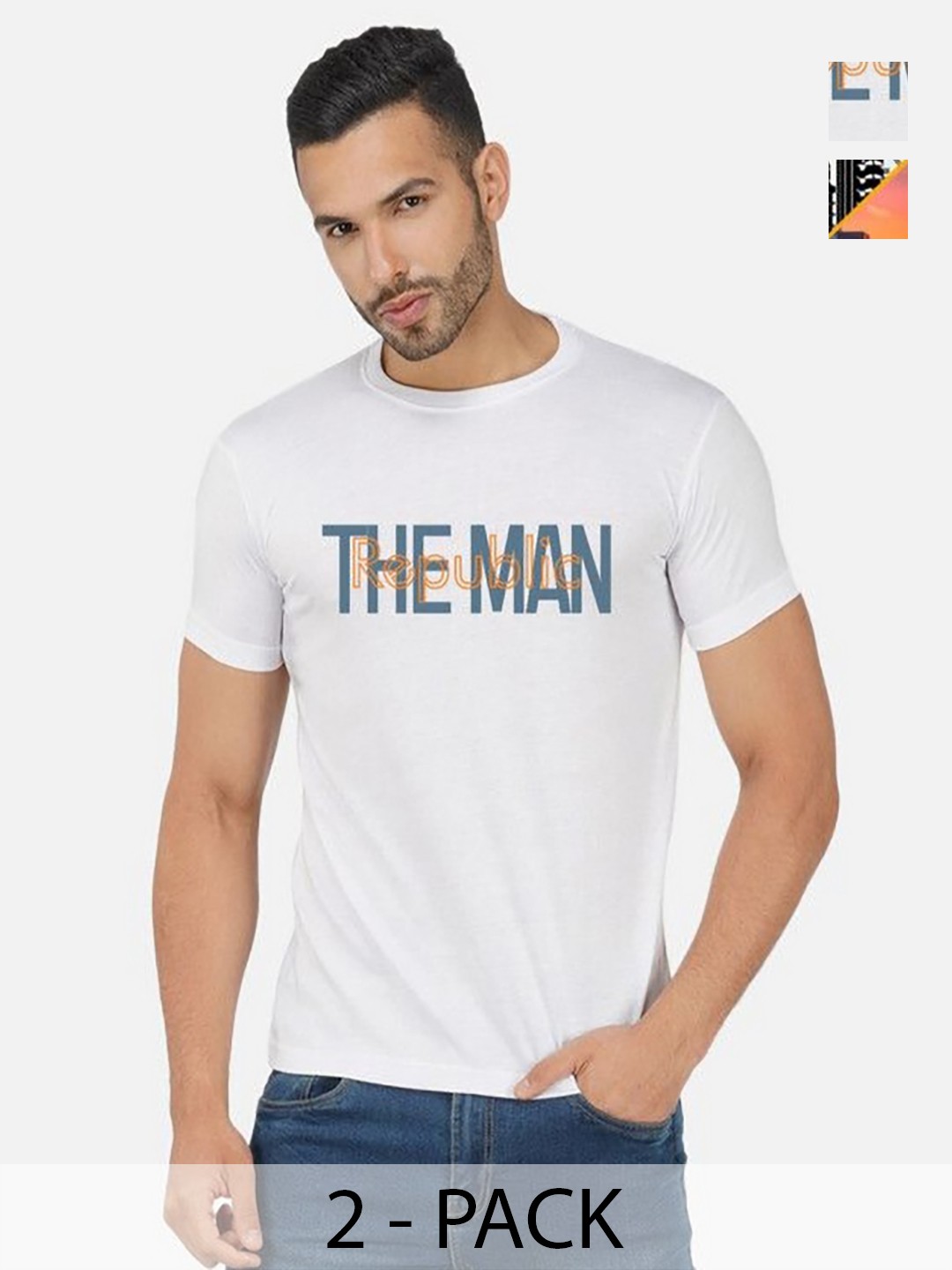 

GLOBAL NOMAD Men 2 Printed Bio Finish Applique T-shirt, Mustard