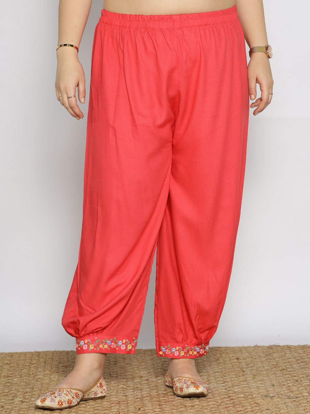 

LetsDressUp Women Printed Loose Fit Viscose Rayon Salwar, Peach