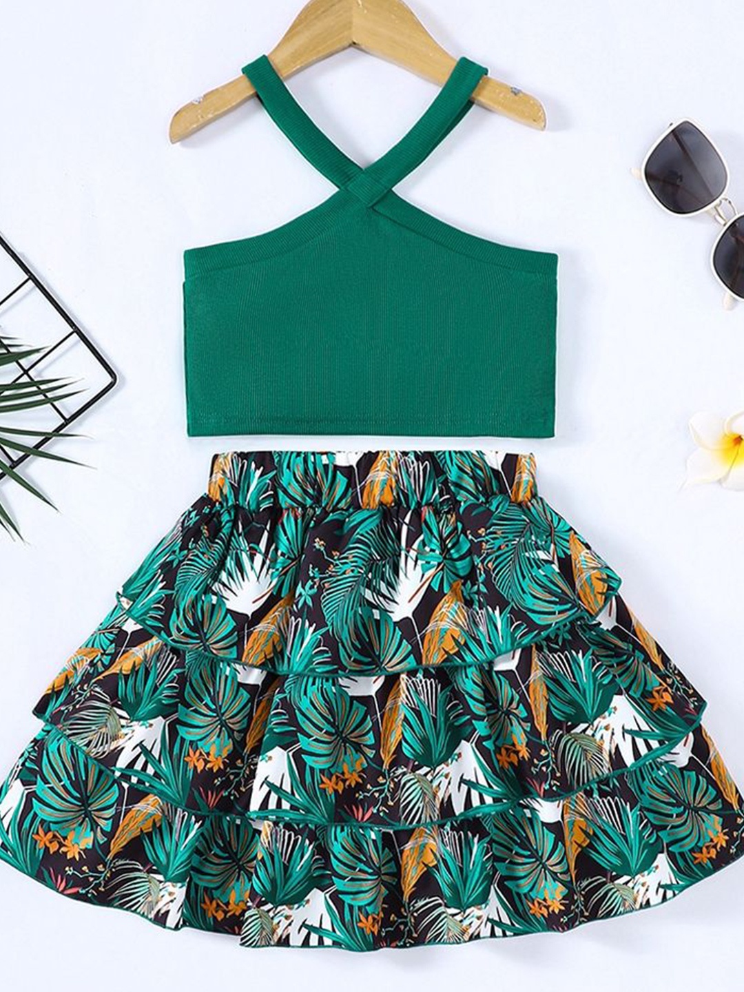 

LULU & SKY Girls Top with Skirt, Green