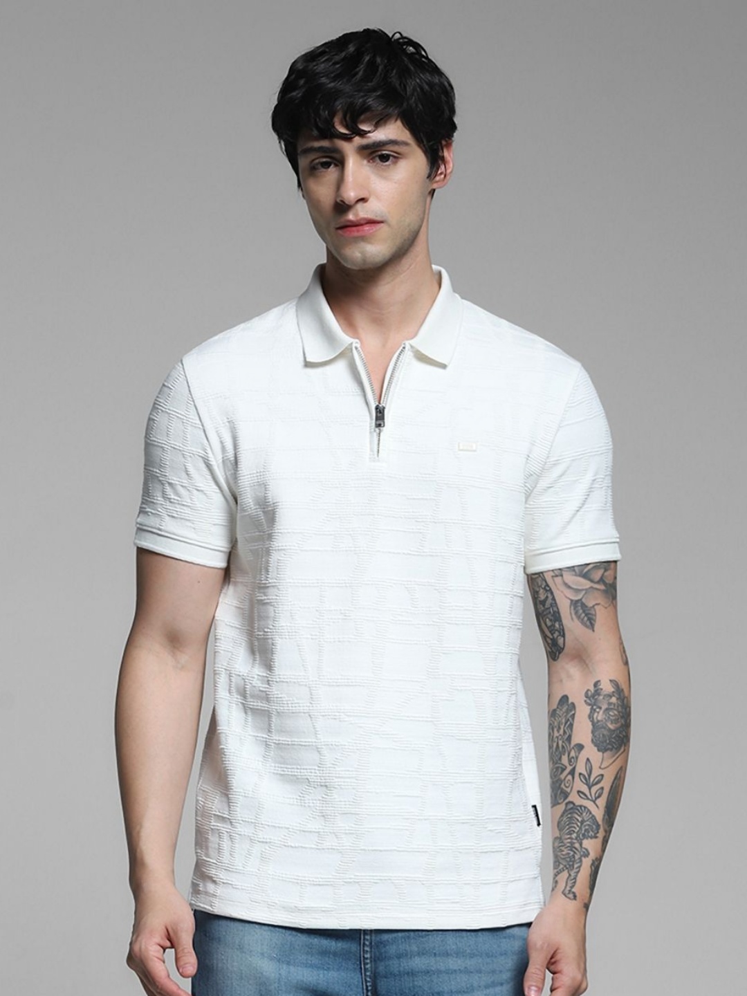 

Jack & Jones Men Polo Collar Applique T-shirt, White