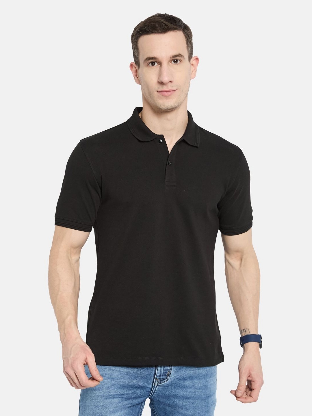 

Octave Men Polo Collar T-shirt, Black