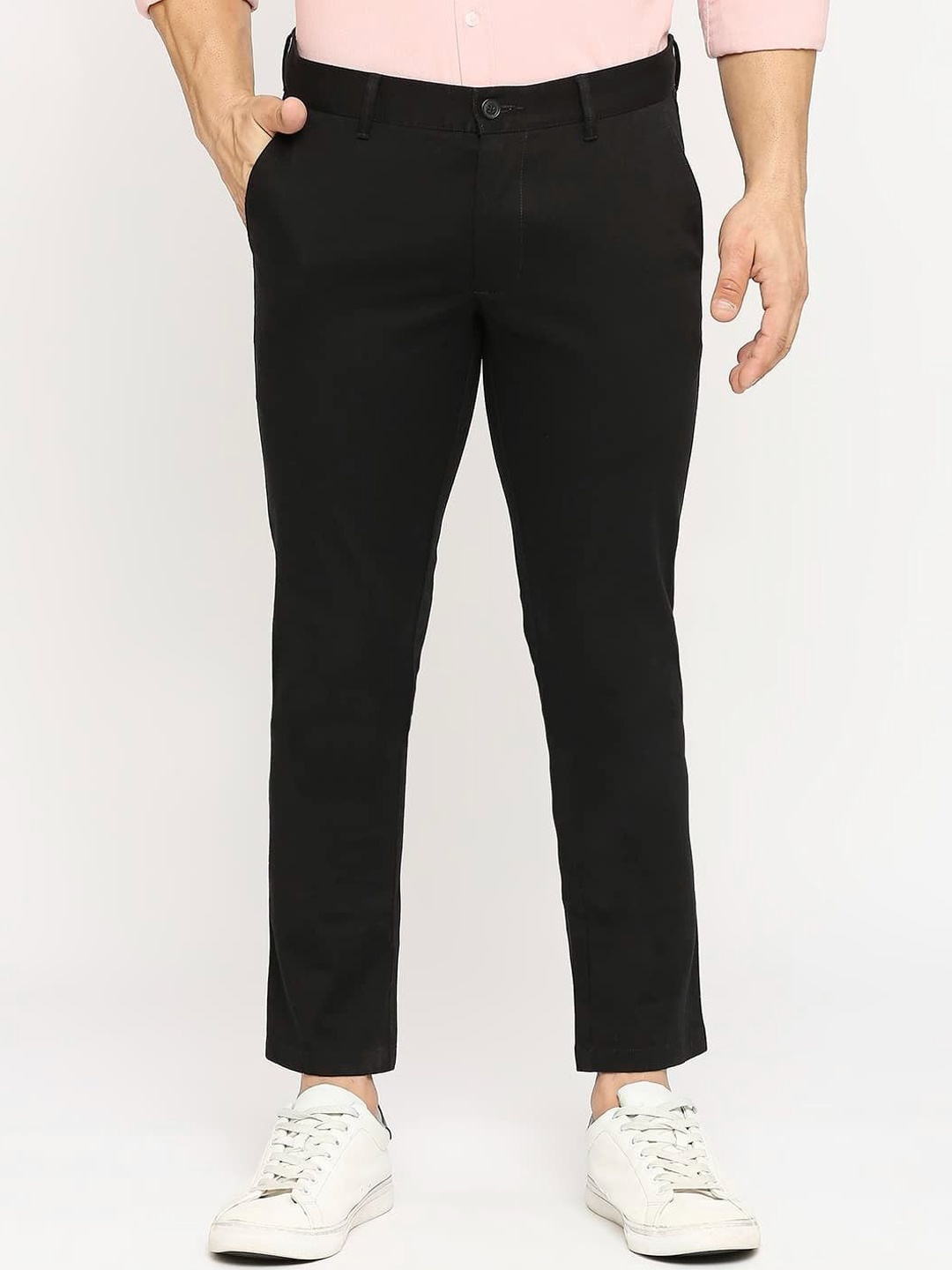 

Basics Men Skinny Fit Low-Rise Trousers, Black