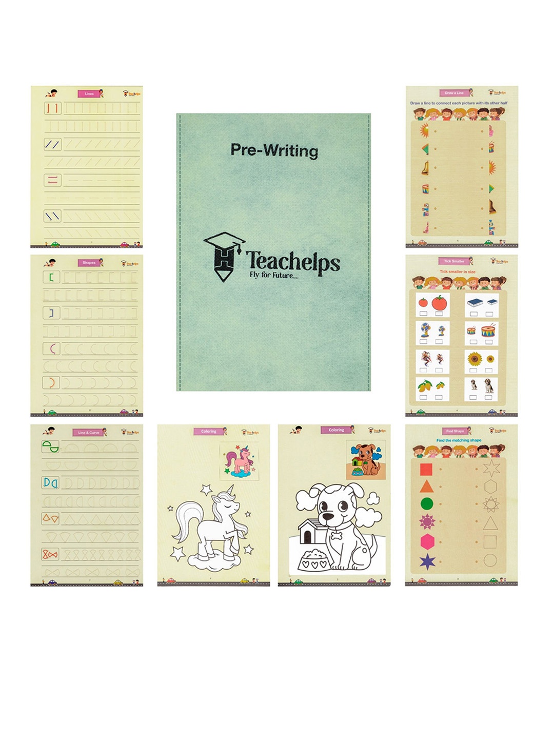 

Teachelps Jr KG English & Hindi Reusable Writing Worksheets, White