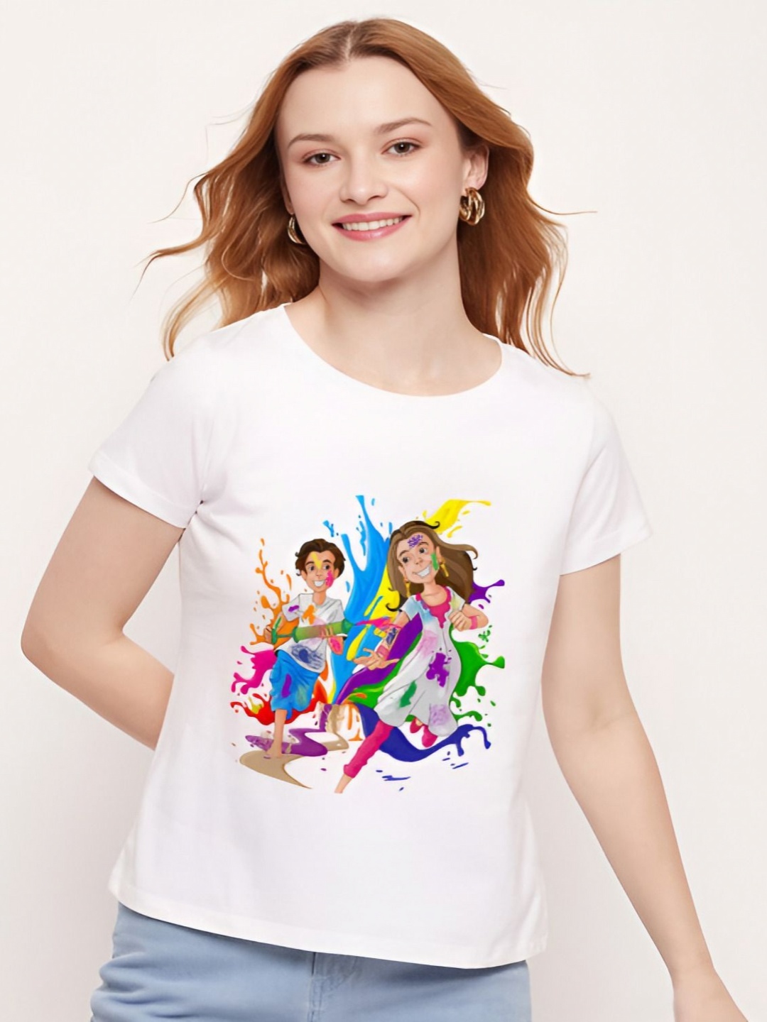 

Shiv traders collection Women Printed T-shirt, White