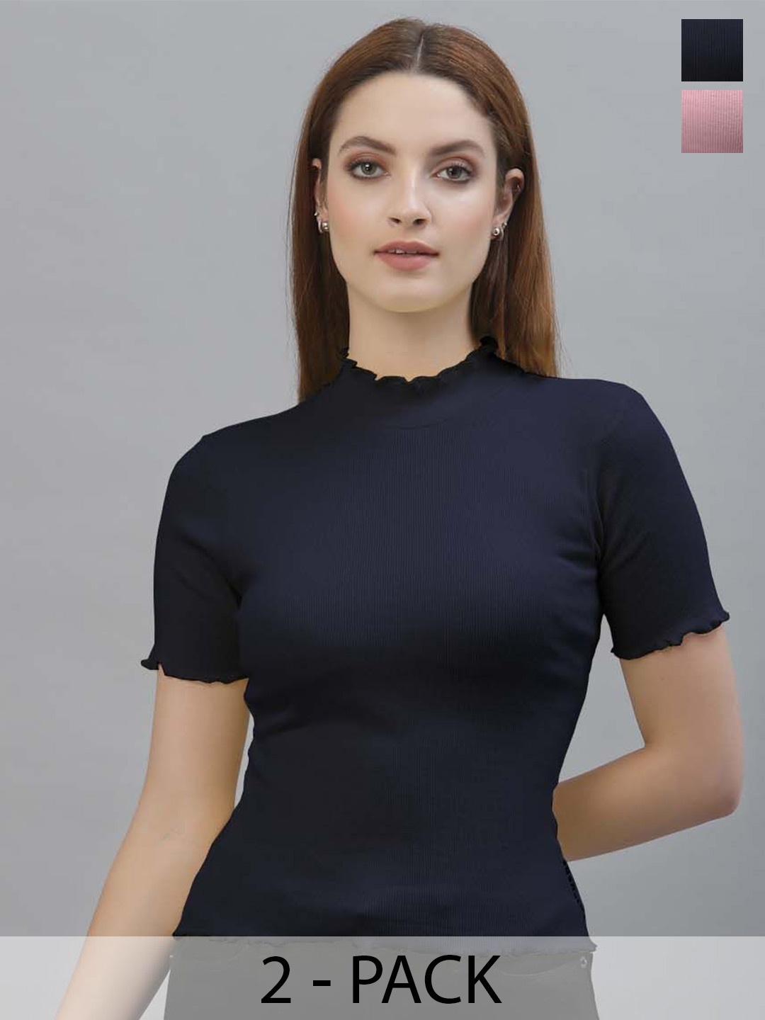 

Friskers Cotton Crop Top, Navy blue