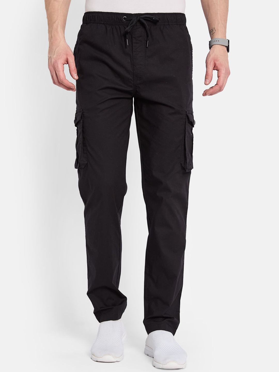 

Octave Cotton Mid-Rise Trousers, Black