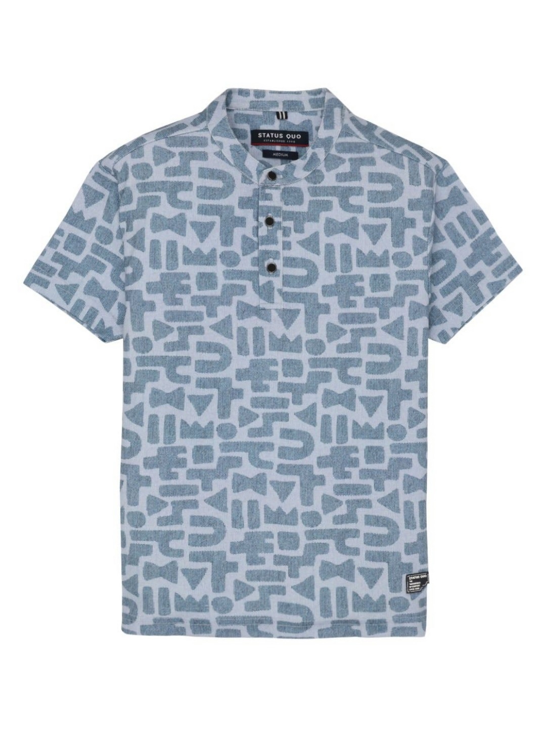 

Status Quo Boys Printed Henley Neck Bohemian Pockets T-shirt, Teal