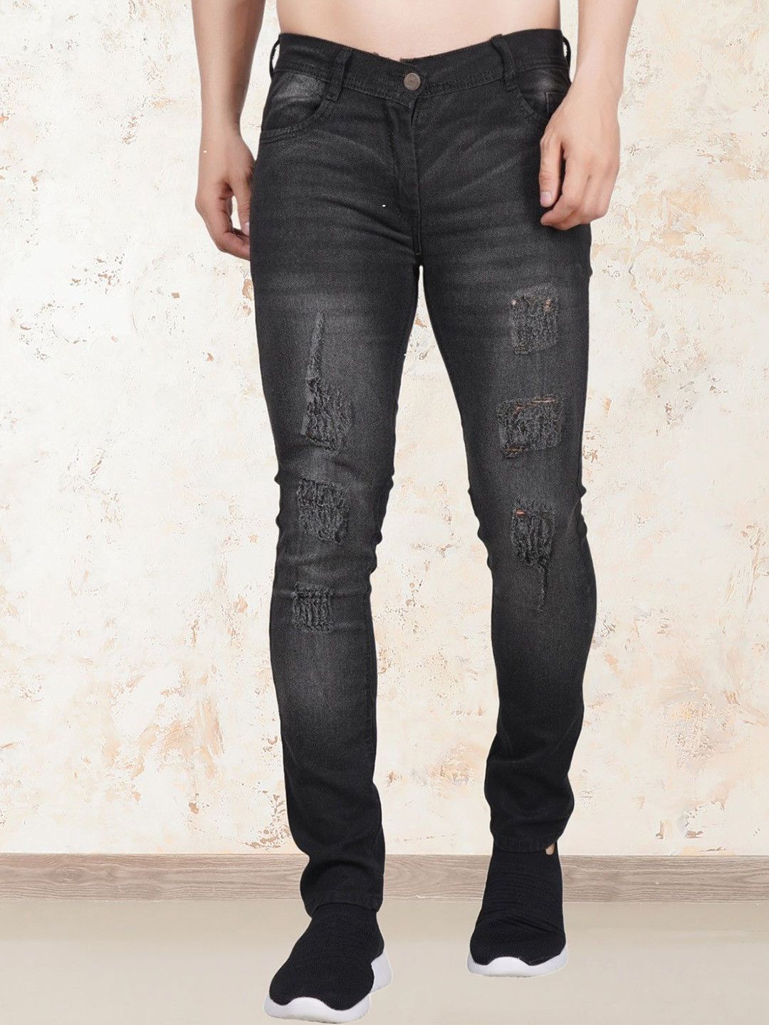

COMFITS Men Classic Mildly Distressed Light Fade Jeans, Grey