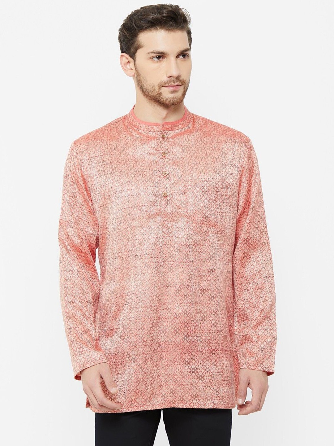 

Arch element Men Thread Work Kurta, Orange