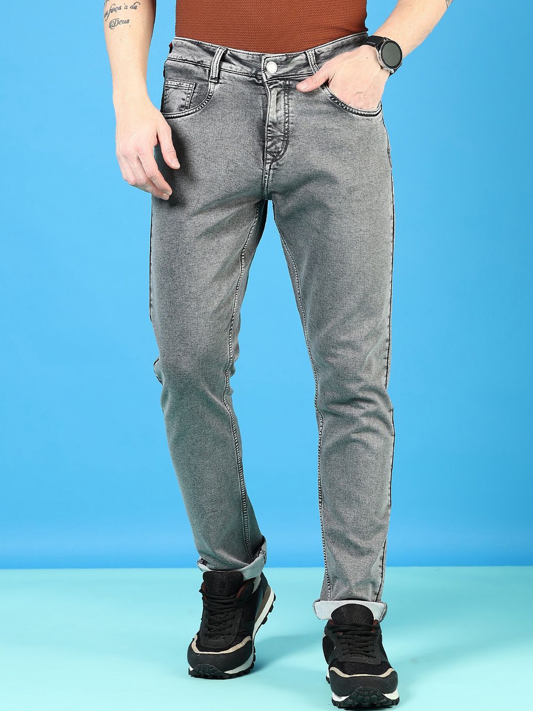 

V-Mart Men Light Fade Jeans, Grey