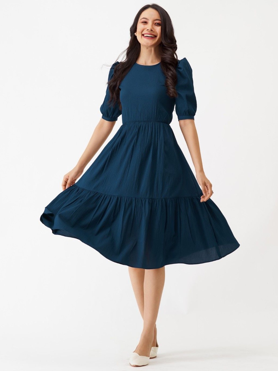 

Raiyani Fashion Applique Crepe Fit & Flare Dress, Blue