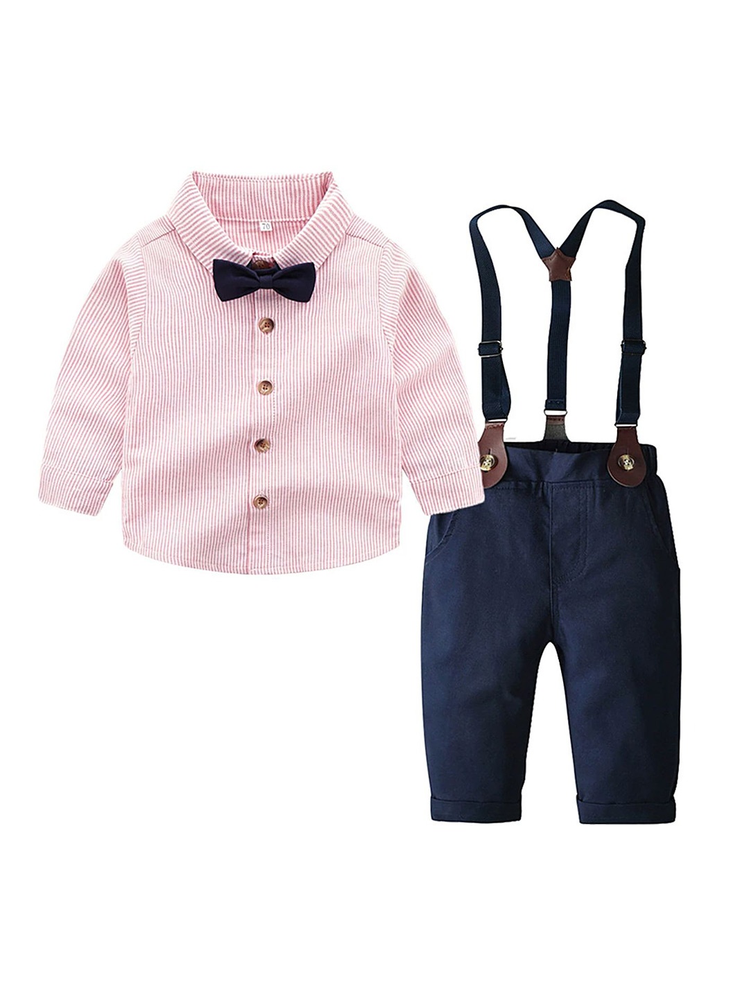 

LULU & SKY Boys Striped Shirt with Trousers, Pink