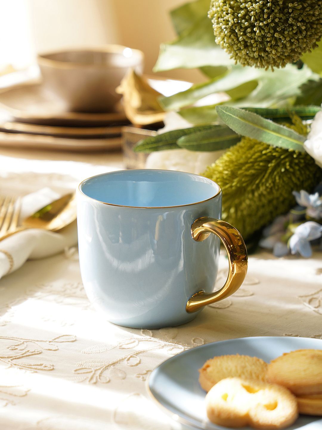 

Pure Home and Living Blue Solid Ceramic Glossy Mugs Set of Cups and Mugs