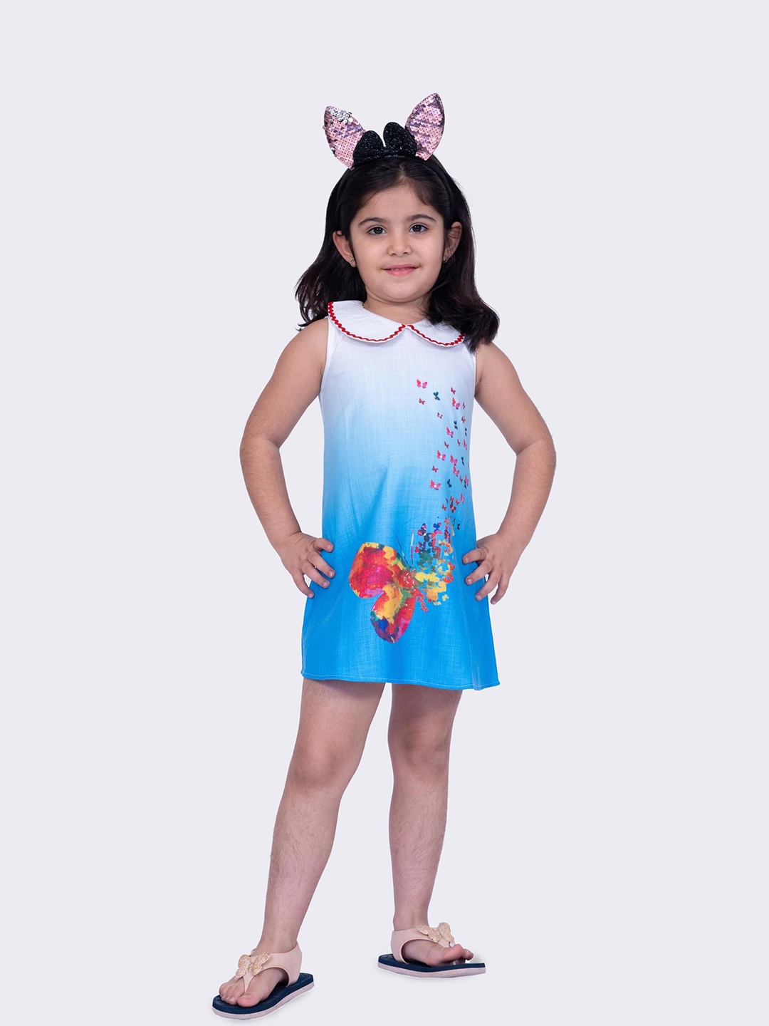 

Twisha Print Peter Pan Collar Fit & Flare Dress, Blue