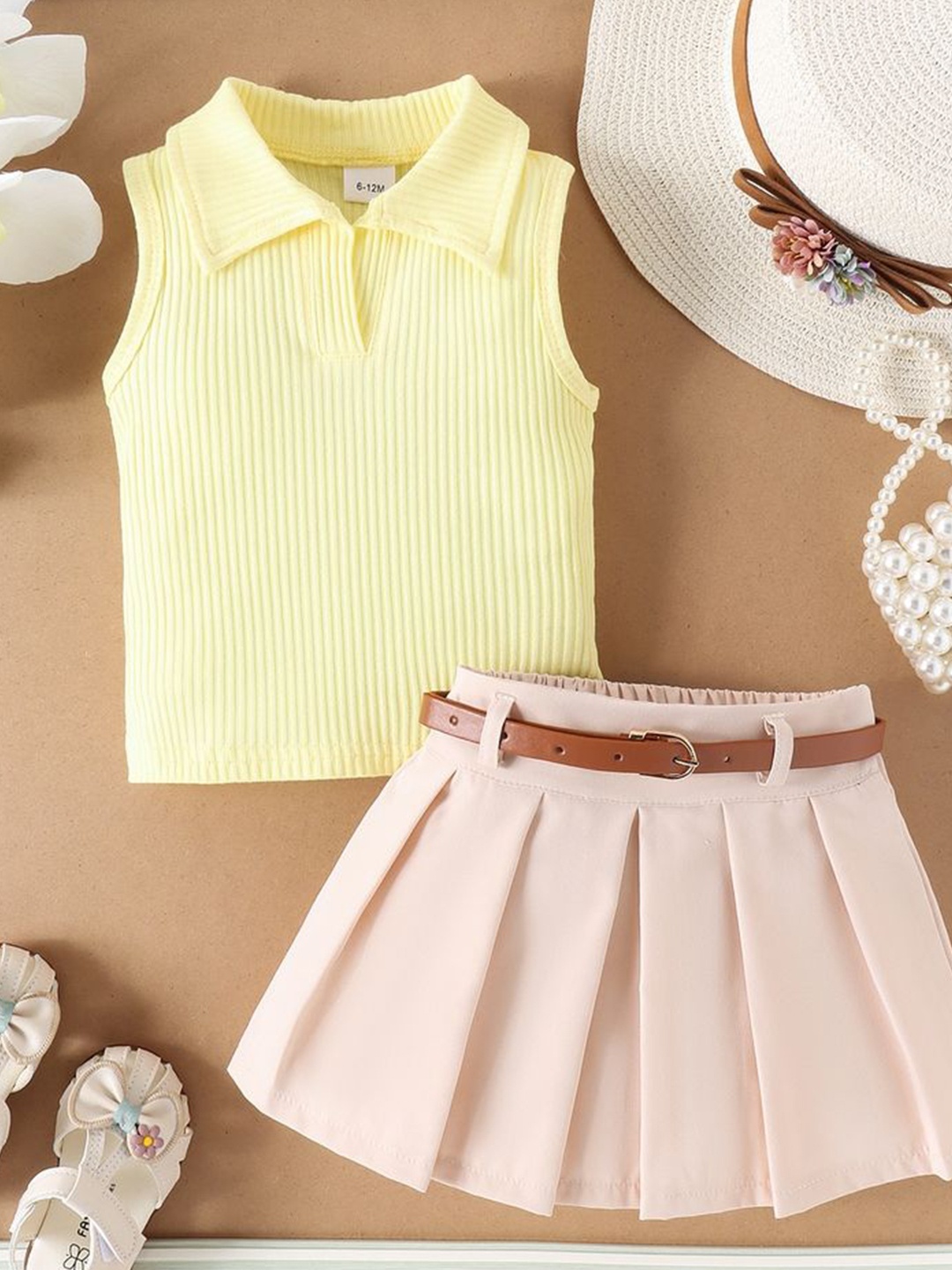 

LULU & SKY Girls Top with Skirt, Khaki