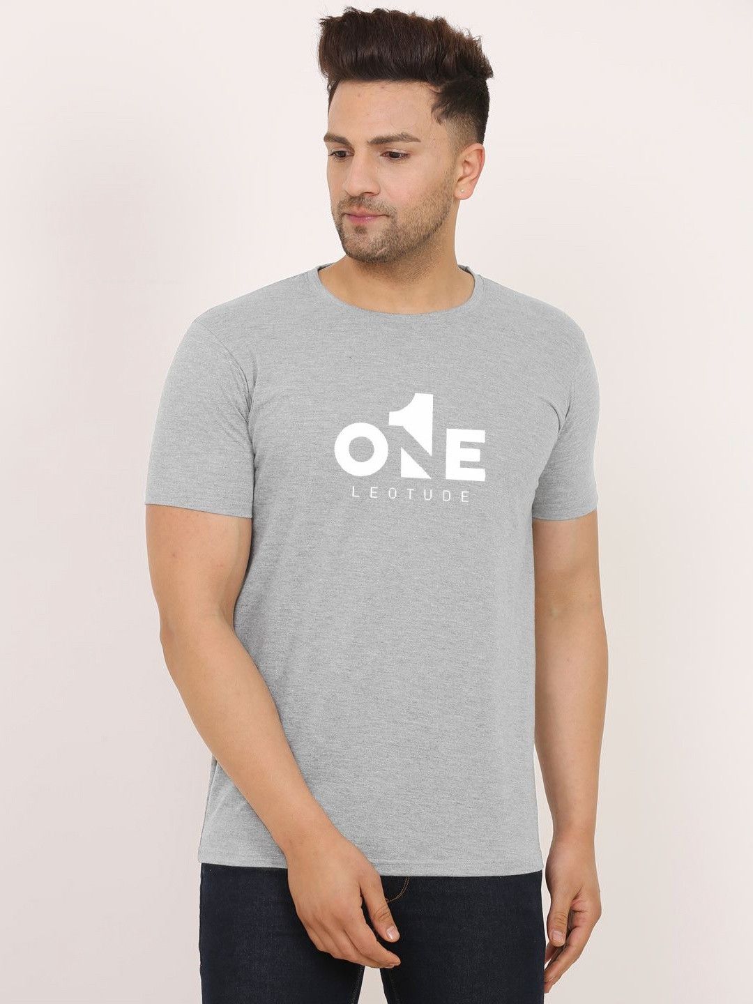

Leotude Men Printed T-shirt, Grey