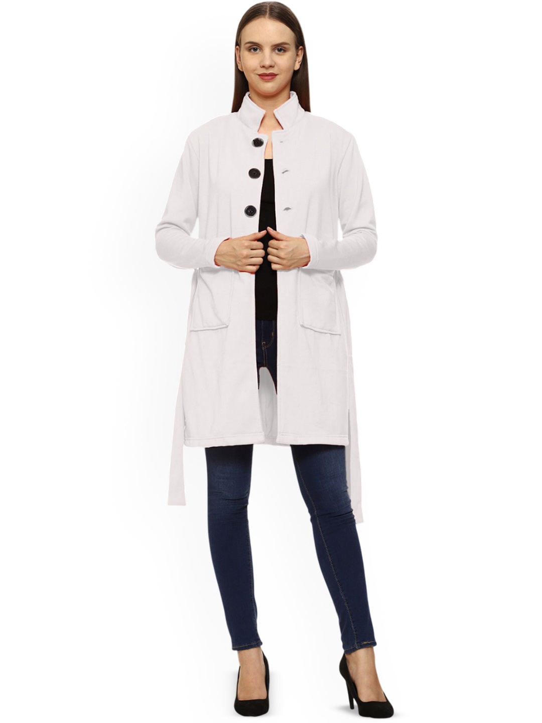 

ROARERS Single-Breasted Wrap Coat, White