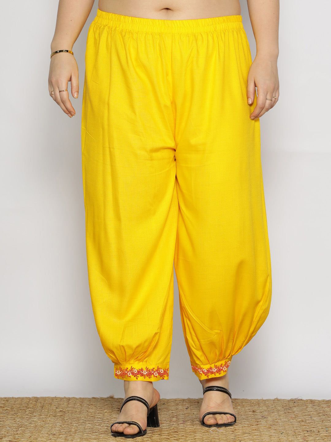 

LetsDressUp Women Printed Loose Fit Viscose Rayon Salwar, Yellow